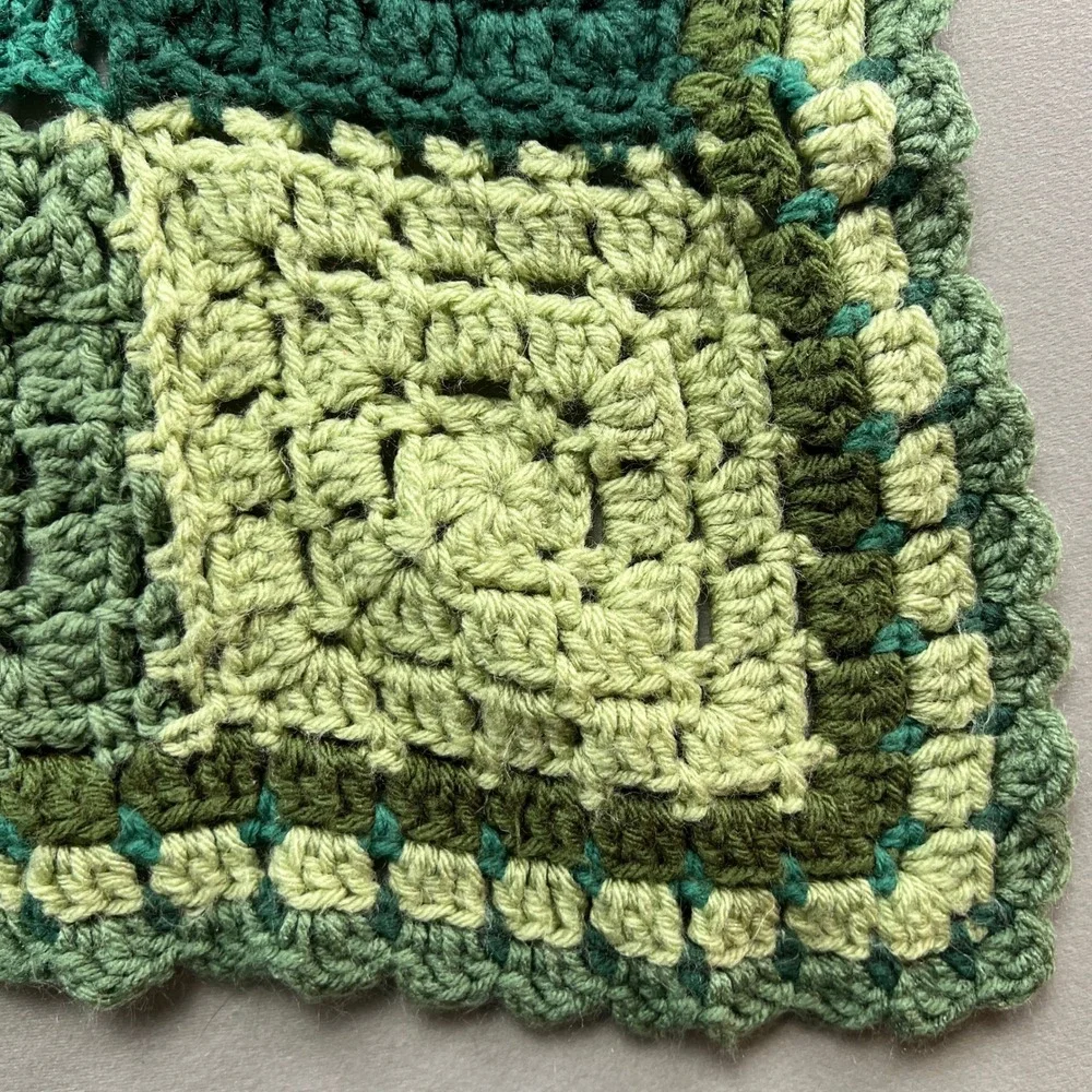 Handmade Crochet Patchwork Square Blanket Multicolor Decorative Border 30